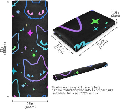 Cute Chubby Frog Yoga Mat, 71 x 26 Inch Non-slip Yoga Mats Folding Travel Exercise Mat Indoor Outdoor Gym Pilates with Storage Bag for Women Men