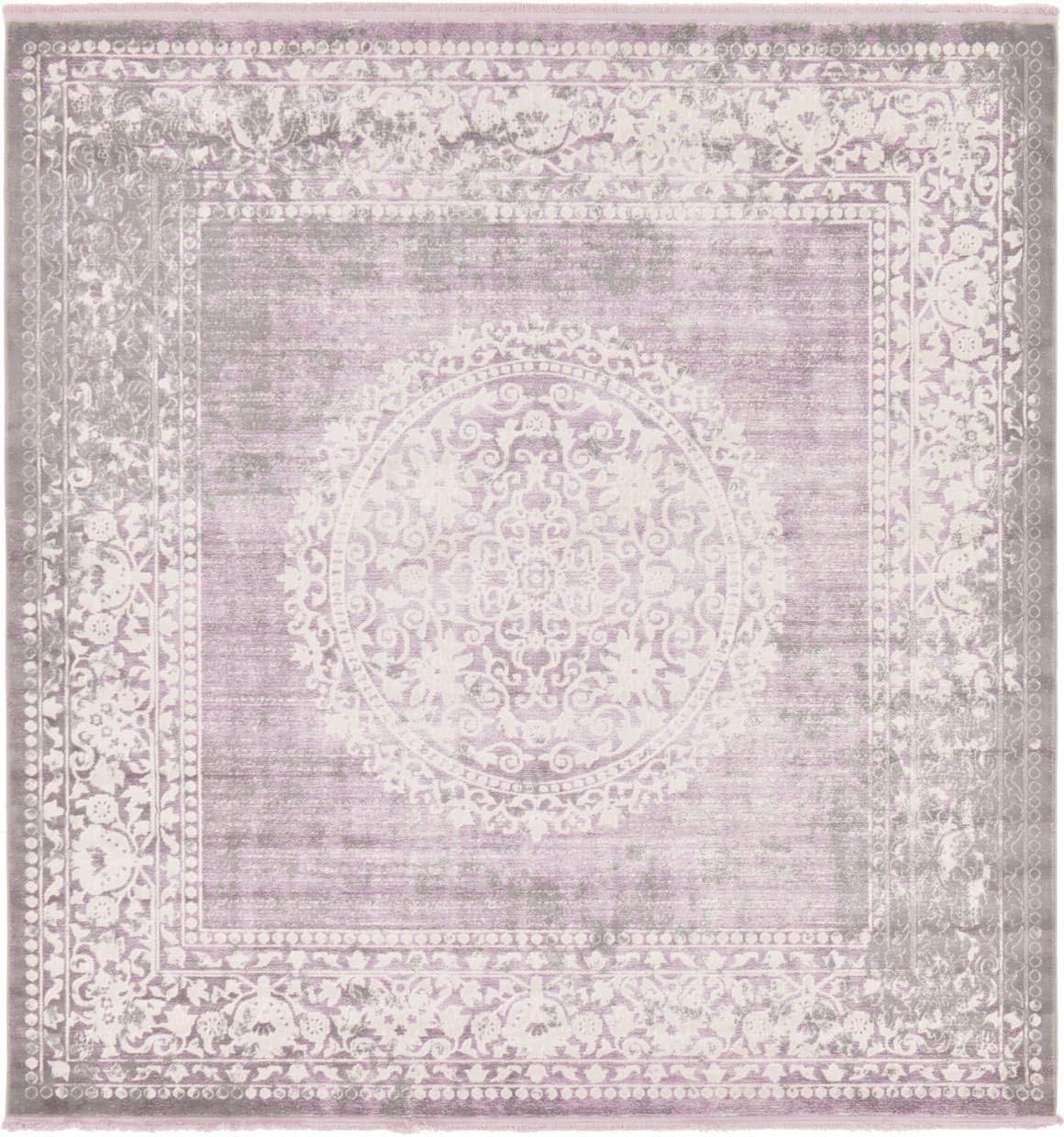 Unique Loom New Classical Collection Area Rug - Olwen (4'Round, Purple/ Gray)