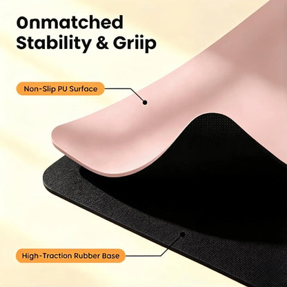 Grip Yoga Mat 5mm Non-Slip PU Natural Rubber Surface, Premium Fitness Mat for Hot Yoga, Pilates, for Women and Men