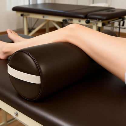 TOA Round Massage Bolster Pillow 24 x 6 Inch – Full Cylinder Support Cushion with PU Leather Cover & Carry Handle – for Massage Table, Yoga, Physical Therapy & Spa Use