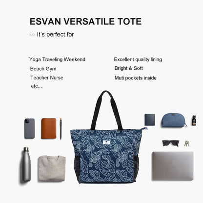 ESVAN Yoga Mat Bag Yoga Tote Carrier Shoulder Bag Carryall Tote for Office,Yoga,Pilates,Travel,Beach and Gym