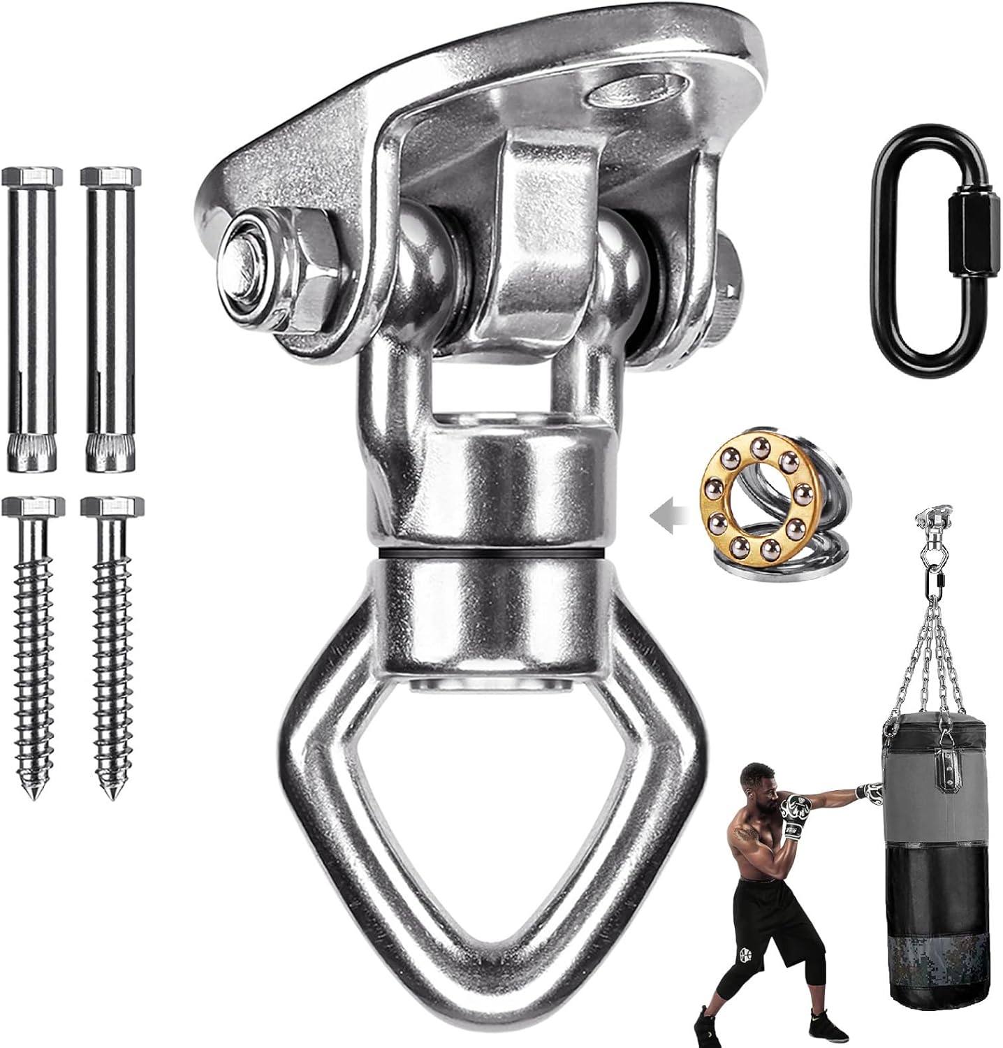 BeneLabel Swing Hanger with Bearing Swivel 800LB Capacity Stainless Steel Ceiling Mount Bracket Hanging Kit for Aerial Silks, Swings, Hammocks, Hanging Chair, Aerial Hoop, Heavy Bag, Yoga Swing