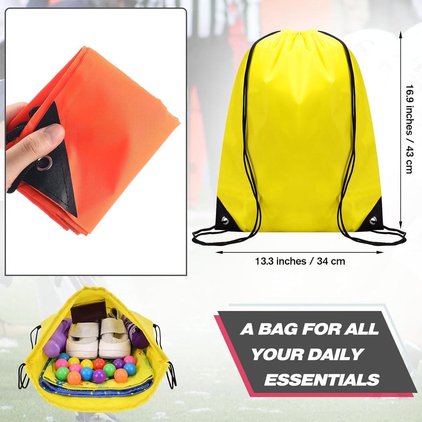 Shappy Drawstring Backpack Bulk Sports Gym Cinch Bag Polyester String Bag for Men Women(10 Colors,100 Pcs)
