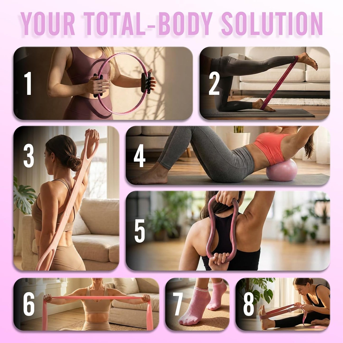 Pilates Ring Kit for Women, Pilates Equipment – 14.5" Home Magic Circle Workout with Pilates Ball, Resistance Bands, Better me Pilates Essentials Starter Set for Beginners Toning Shape Full Body