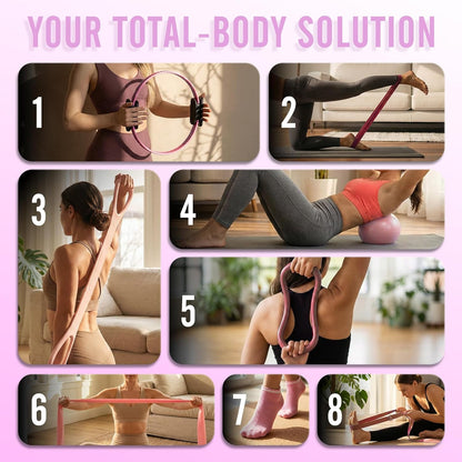 Pilates Ring Kit for Women, Pilates Equipment – 14.5" Home Magic Circle Workout with Pilates Ball, Resistance Bands, Better me Pilates Essentials Starter Set for Beginners Toning Shape Full Body