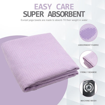 Eunzel 2 Pack Hot Yoga Towel with Grip Dot, Non Slip Yoga Mat Towe Sweat Absorbent Towel for Hot Yoga,Bikram, Pilates and Fitness 72" x 24", Pink