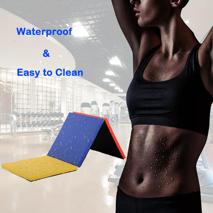 Gymnastics Tumbling Mat, 3 Folding Exercise Mat with Handle, All-Purpose Home Gym Mat for Tumbling, 6'x2'x2'