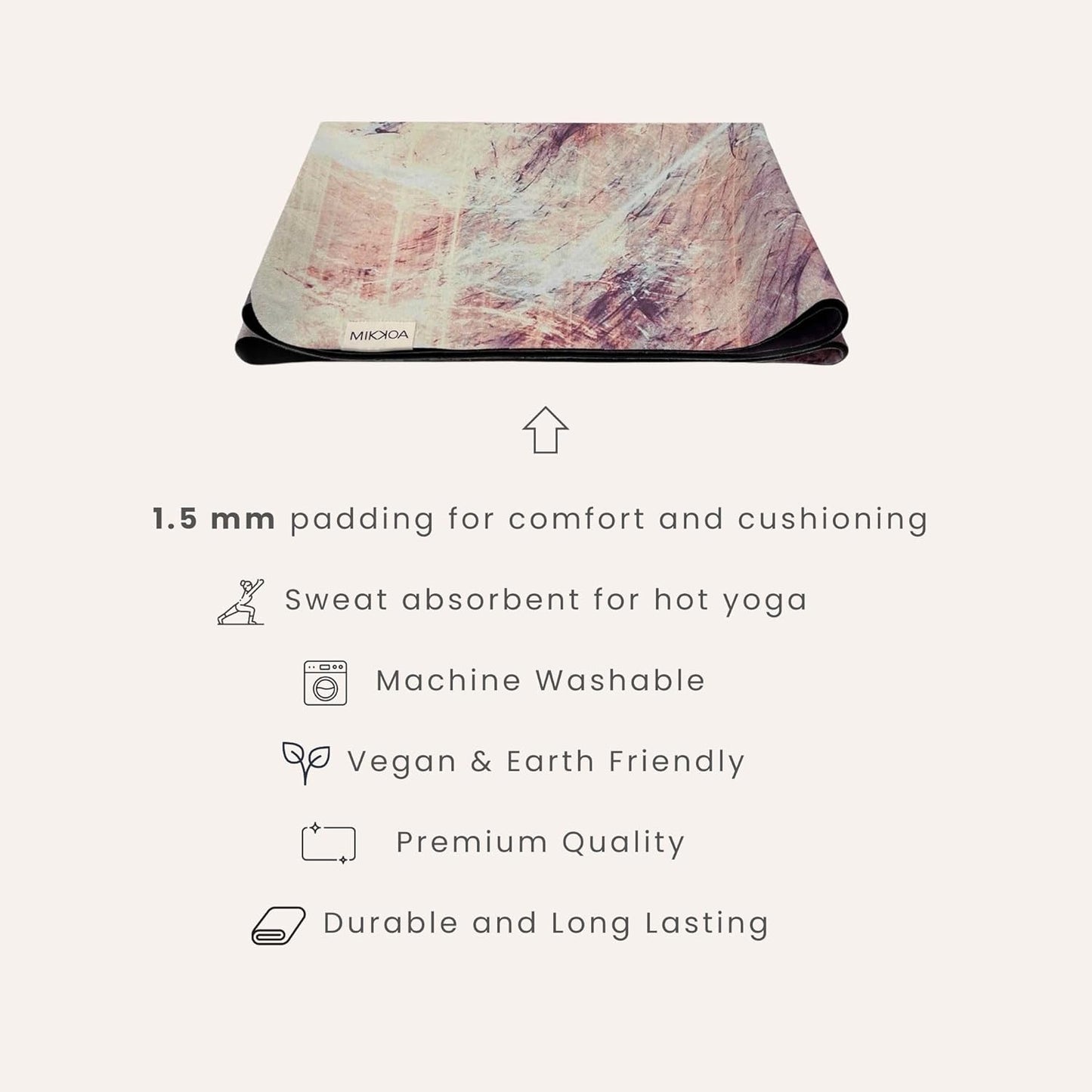 Travel Yoga Mat 1.5mm | Foldable, Lightweight Mat | Use for Travel, Backpacking, Yoga Retreat, Outdoors, Gym, Pilates, Machine Washable, Eco-Friendly