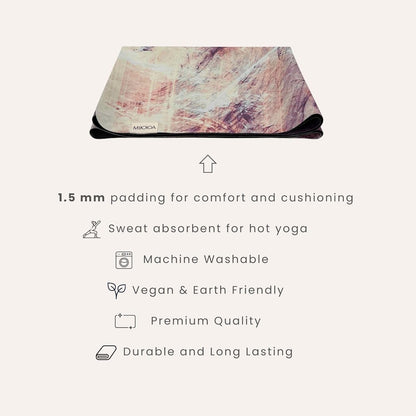 Travel Yoga Mat 1.5mm | Foldable, Lightweight Mat | Use for Travel, Backpacking, Yoga Retreat, Outdoors, Gym, Pilates, Machine Washable, Eco-Friendly