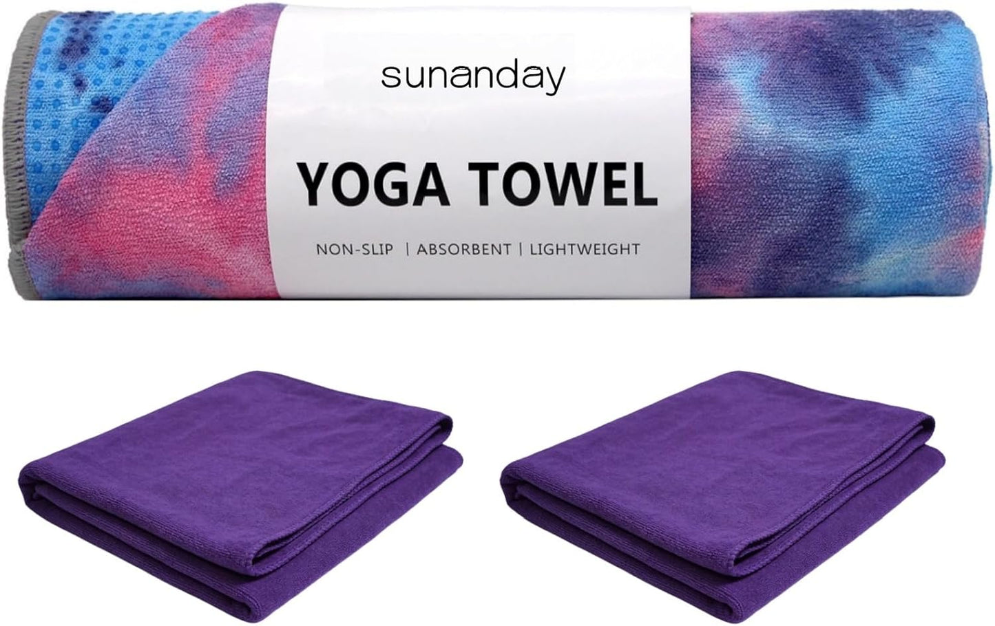 Yoga Towel, Hot Yoga Mat Towel, Hot Yoga Towel with Grip Dots Sweat, Non-Slip Hot Yoga Towel Set, Absorbent Non-Slip, Pilates and Workout Lightweight Travel-Friendly 24" x72"