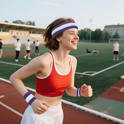 ONUPGO Sweatband Set Sports Headband Wristband Set Sweatbands Terry Cloth Wristband Wrist Sweatband Headbands Moisture Wicking Sweat Absorbing Head Band