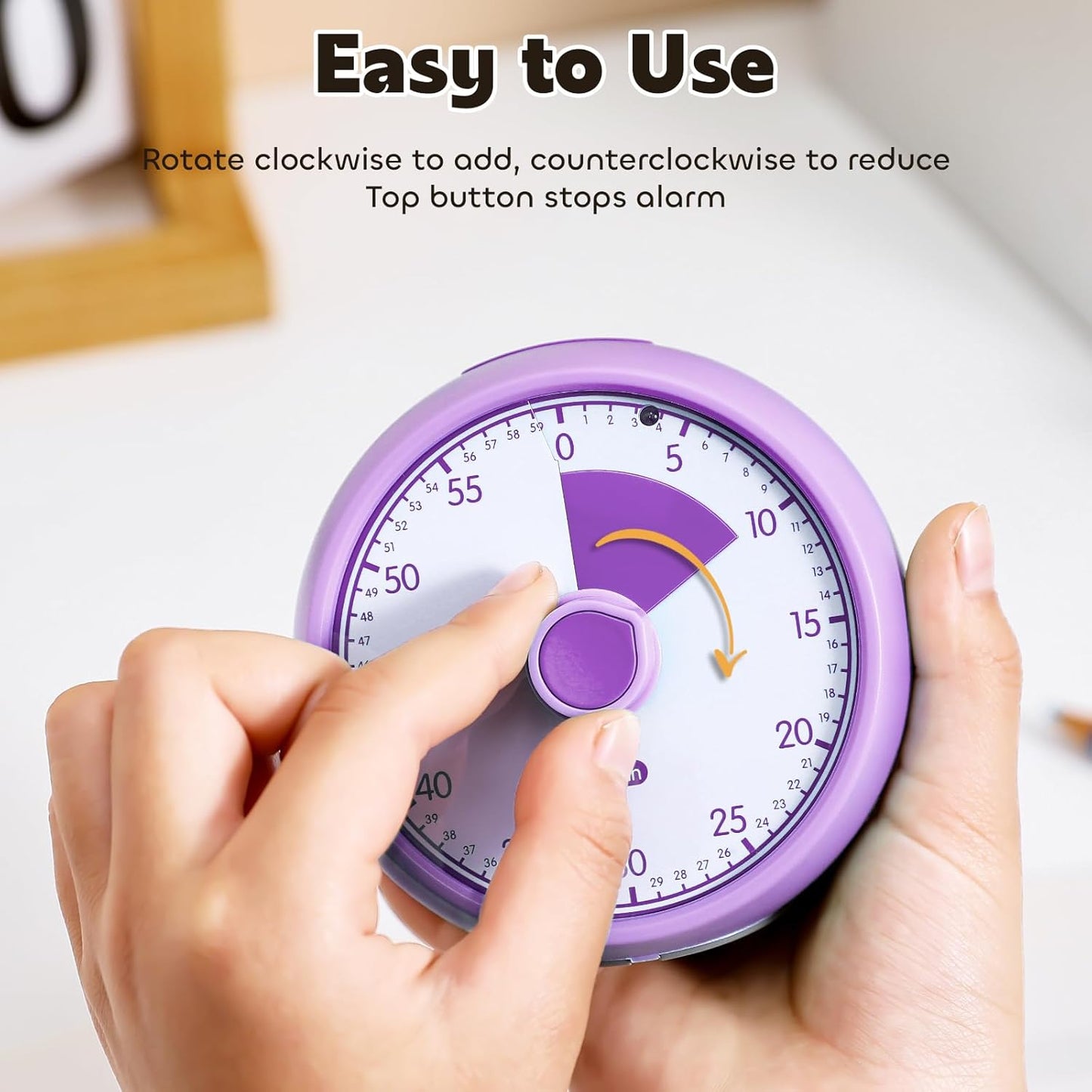 Conchstar Visual Timer for Kids 60-Minute - Countdown Timer with Optional Alarm, Focus Tool for ADHD & Autism, Time Management for Homework, Chores, Office, Kitchen, Teaching & Study Routines (Orange)
