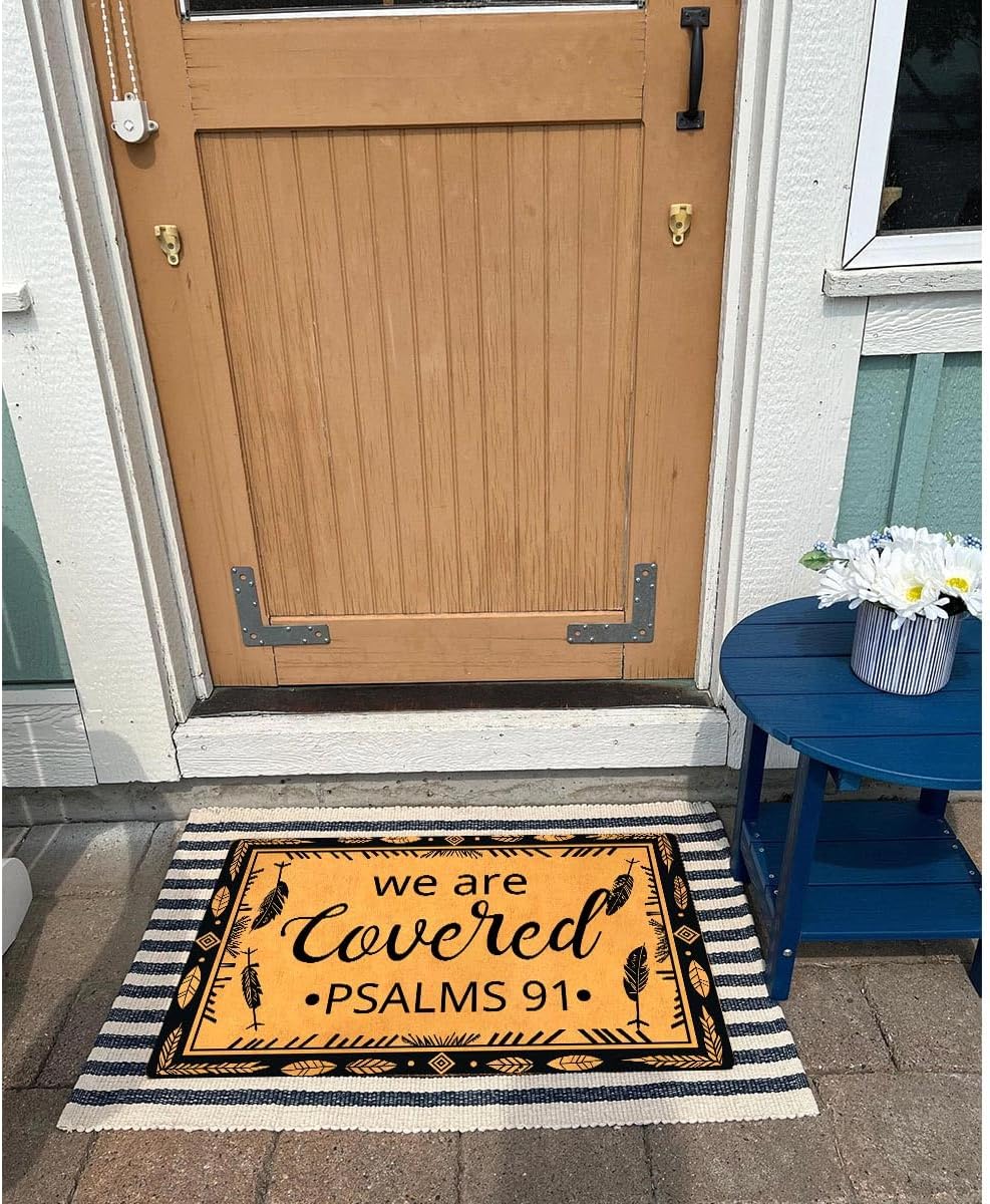 MELODADDY Funny Welcome Doormat Front Door Decor Rugs with Rubber Back 30"(L) x 18"(W) Personalized Matt Outside Entrance (Leave Your Worries At the Door Yoga Meditation Namaste)
