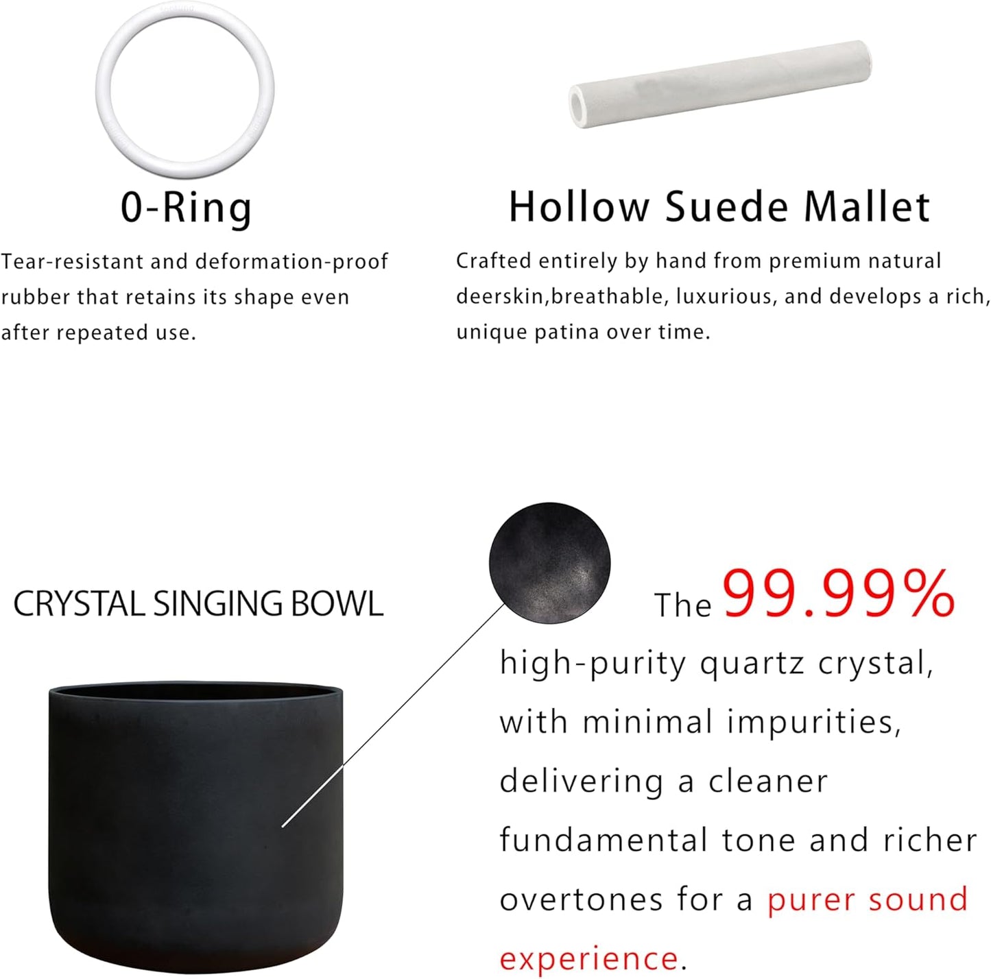 ALIOTH 7" B Note Crystal Singing Bowl Crown Chakra with Suede Mallet for Meditation, Yoga, Chakra Healing & Sound Therapy