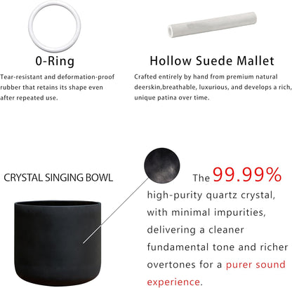 ALIOTH 7" B Note Crystal Singing Bowl Crown Chakra with Suede Mallet for Meditation, Yoga, Chakra Healing & Sound Therapy