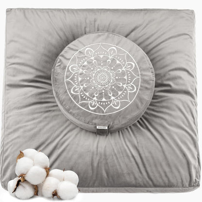 Hihealer Meditation Cushion, Traditional Tibetan Meditation Pillow Velvet Cover - Large Floor Cushion Seating for Adults - Yoga Buckwheat Bolster for Women、Moms