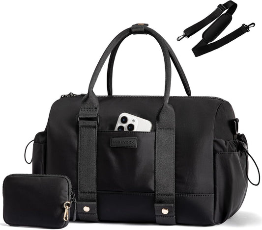 LOVEVOOK Small Gym Bag for Women with Yoga mat Holder, Mini Duffle Bag for Travel with Wet Pocket, Overnight Personal Item Bags, Lightweight Carry on Weekender Duffel for Workout, Dance, Ballet