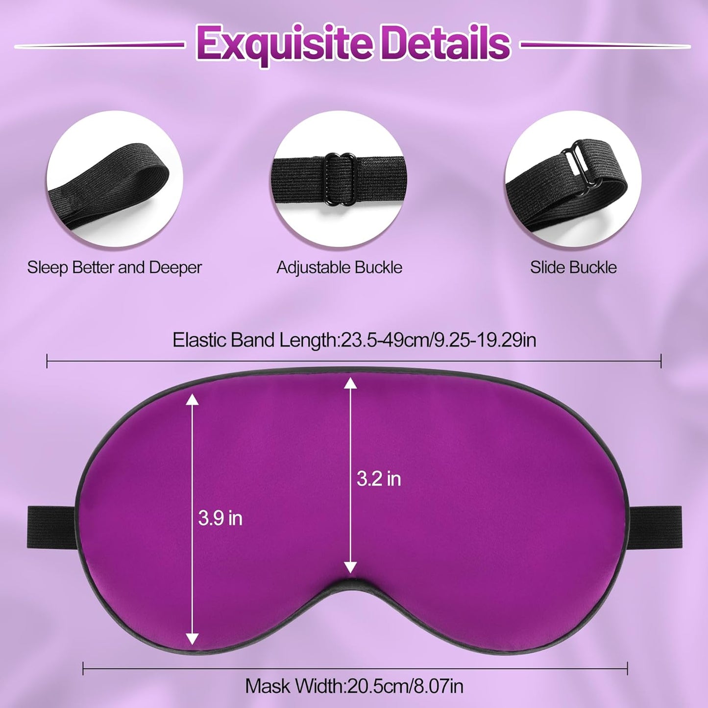 Sleep Mask, Silk Eye Mask for Sleeping with Adjustable Strap, Satin Blackout Sleeping Eye Mask for Men&Women, Comfortable Blindfold Eyeshade for Night Sleep(Black)