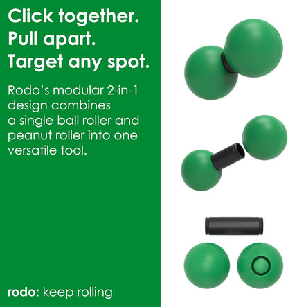 Rodo 2-in-1 Firm Peanut & Lacrosse Ball Roller | Deep Tissue Massage Tool for Fascia, Plantar Fasciitis, Hips & Back | Mobility & Recovery Roller | Compact, Travel-Friendly, Pilates, Therapy Ready