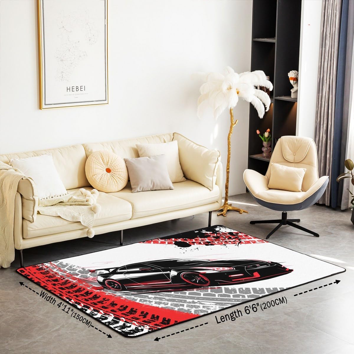 Feelyou Dirt Bike Area Rug 3x5 Kids Extreme Sports Green Honeycomb Living Room Rugs for Bedroom Boys Girls Teens Racing Motocross Rider Decorative Carpet Rug Non-Slip Motorcycle Indoor Floor Mat