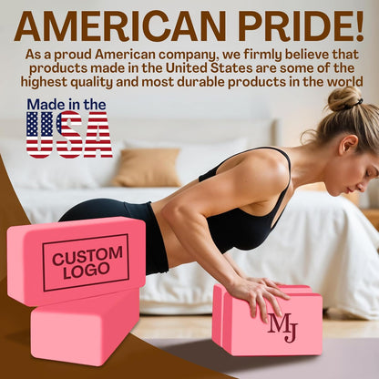 Personalized Yoga Blocks Yoga Gift 2 Pack with Custom Design or Logo, Exercise blocks Yoga Blocks Soft Non-Slip for Pilates, Meditation, Custom Yoga Accessories for Men & Women