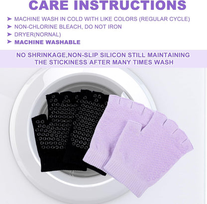 Eurzom 2 Pairs Non Slip Yoga Gloves for Women Fingerless Pilates Gloves with Grips for Yoga Fitness Workout Sports Exercise Gym