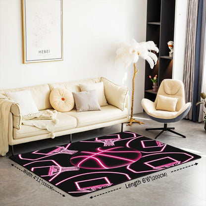 jejeloiu Basketball Living Room Rugs for Bedroom 5x7 Kids Gaming Sports Decor Carpet for Boys Girls Teens Ball Games Area Rug Soft Gift for Basketball Lover Grey and Black Room Decor