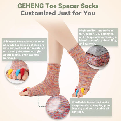 Toe Separator Socks for Yoga Women Men, Bunion Corrector Spacers Socks for Pain Relief & Circulation Improvement