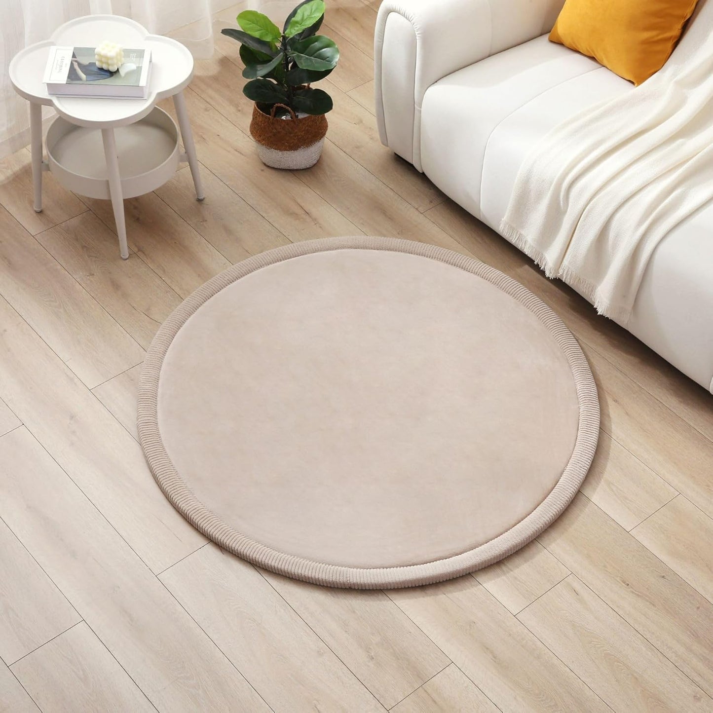 Hakuna Matte CloudSoft Mat for Floor 60" x 80" Beige – Coral Velvet Memory Foam Rug – Non-Slip, Water-Resistant