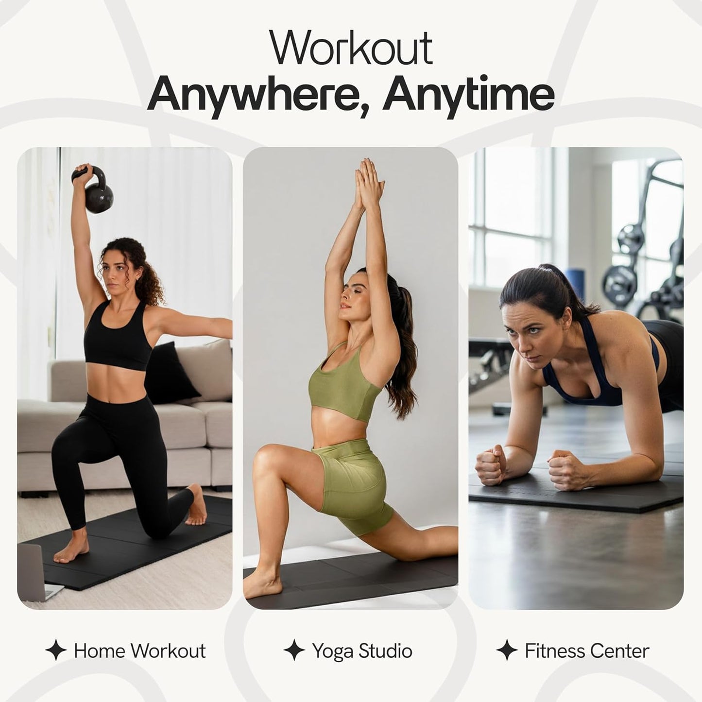 Folding Yoga Mat, TPE Folding Yoga Mat, Foldable Exercise Mat for Yoga, Pilates, Floor Workouts, Compact Design, Travel Friendly, Ideal for Home & Gym, Knee pad, Kneeling pad, No Roll Mat