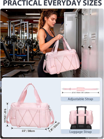 Small Gym Bag for Women with Yoga Mat Holder and Wet Compartment, Mini Gym Duffle Bag Yoga Bag with Water Bottle Pocket for Workout Travel, Green