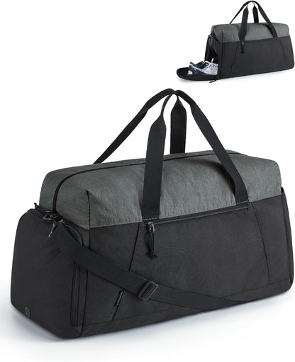 BAGSMART Gym Bags for Men Women, Foldable Travel Duffle Bag, Lightweight Weekender Duffel Bag With Shoe Compartment, Water Resistant Workout Duffle Sports Bag for Travel Yoga, Army Green