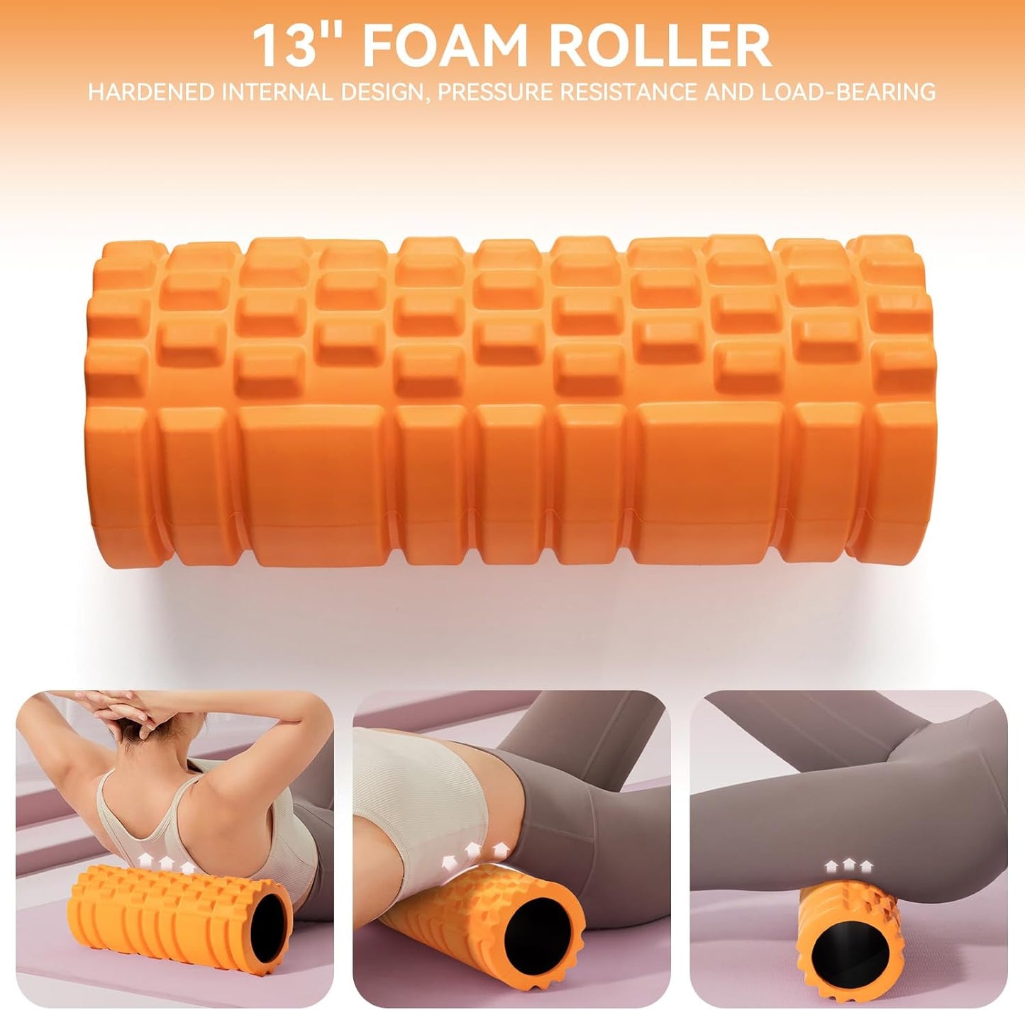 Krightlink 5-in-1 Foam Roller Set - Deep Tissue Muscle Recovery Kit with High Density Exercise Roller, Massage Ball, Resistance Band & Carry Bag for Physical Therapy & Pain Relief (Black)
