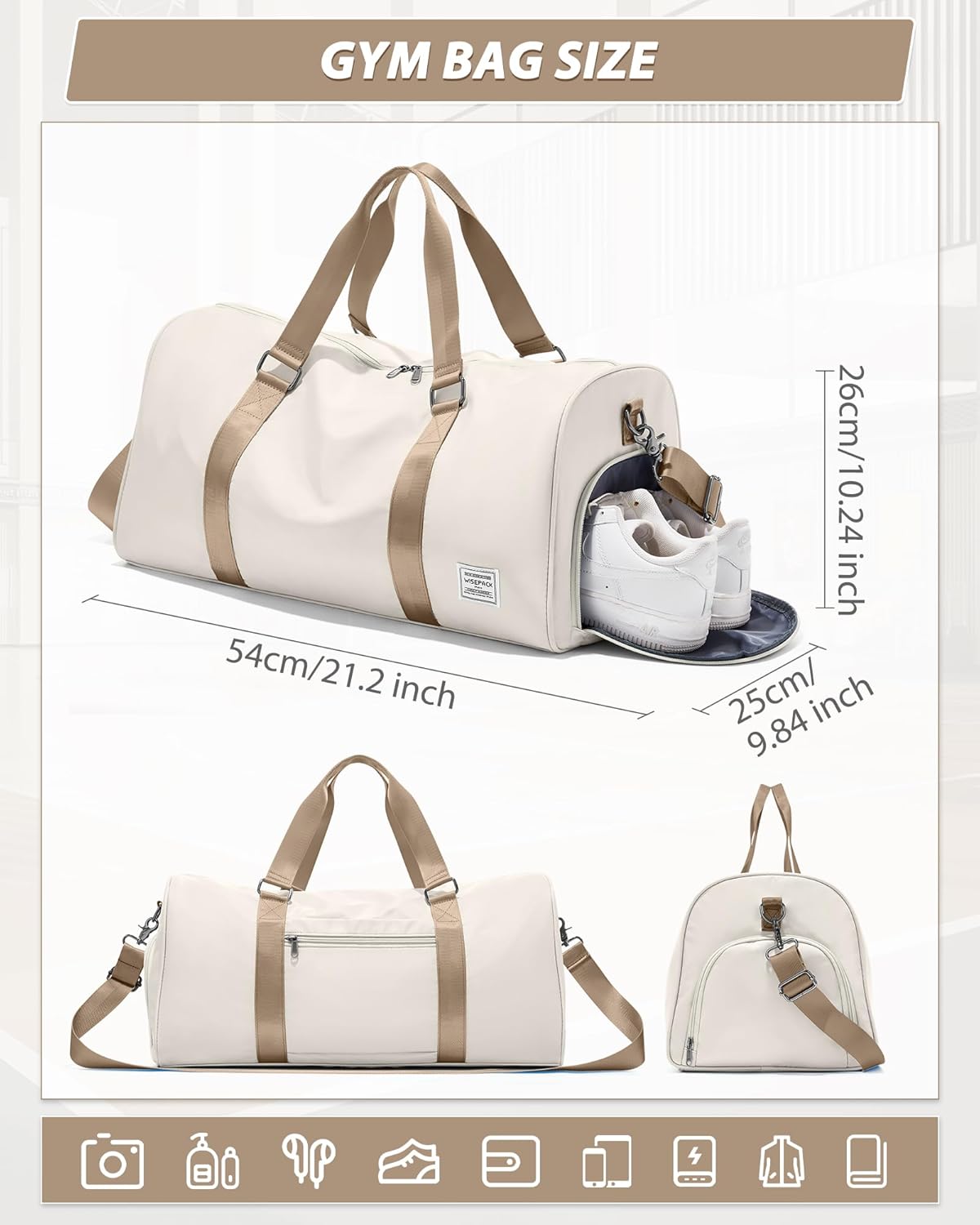 Gym Bag Womens Mens with Shoes Compartment and Wet Pocket Travel Duffel Bag for Women for Plane Sport Gym Tote Bags Swimming Yoga Waterproof Weekend Overnight Carry on Bag Hospital Holdalls - Colors C