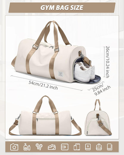 Gym Bag Womens Mens with Shoes Compartment and Wet Pocket Travel Duffel Bag for Women for Plane Sport Gym Tote Bags Swimming Yoga Waterproof Weekend Overnight Carry on Bag Hospital Holdalls - Colors C