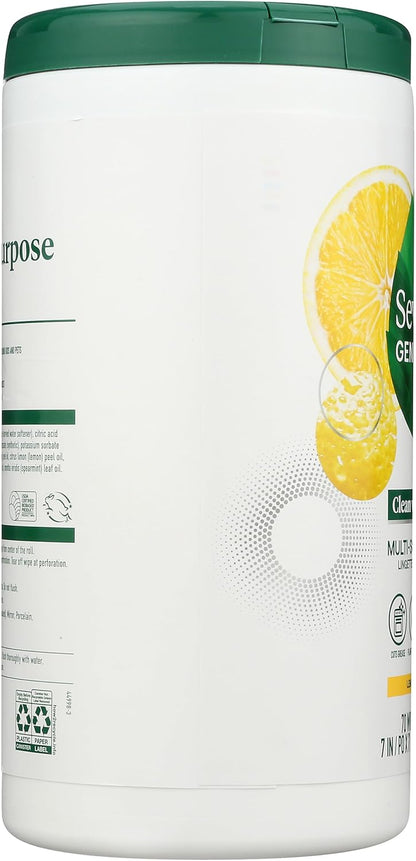 Seventh Generation Multi-Surface Wipes, 70 Count, Pack of 3, Garden Mint, Plant-Based Cleaning Wipes, No Harsh Fumes or Residue, Safe Around Kids