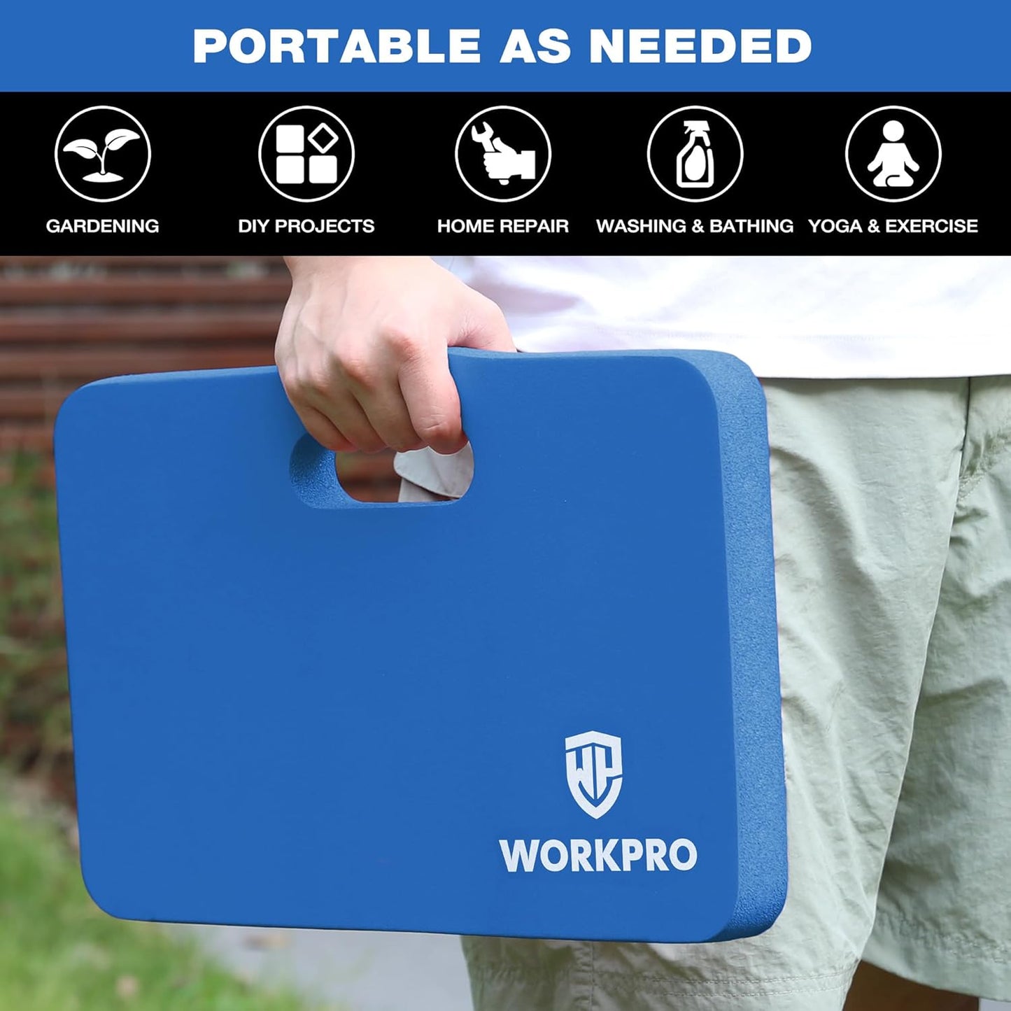 WORKPRO Extra Thick Kneeling Pad, Soft NBR Foam Cushioning for Knee, Large Foam Kneeler Mat for Gardening, Bathing Baby, Exercise, Workout Supplies, 17.5 x 11 x 1.5 in, Black