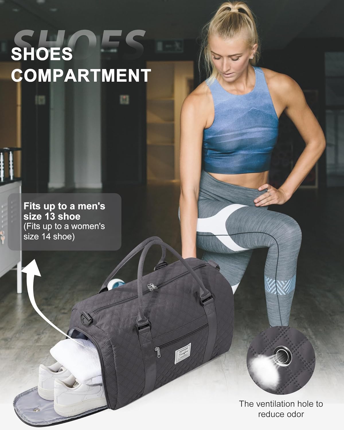 Gym Bag Womens Mens with Shoes Compartment and Wet Pocket Travel Duffel Bag for Women for Plane Sport Gym Tote Bags Swimming Yoga Waterproof Weekend Overnight Carry on Bag Hospital Holdalls - Colors B