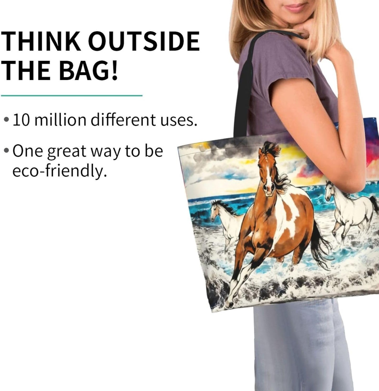 Tote Shoulder Bag Large Durable Reusable Eco-friendly Handbag Lightweight Stylish for Daily Use-19.7x15.7x5.9 Inch - Colors B