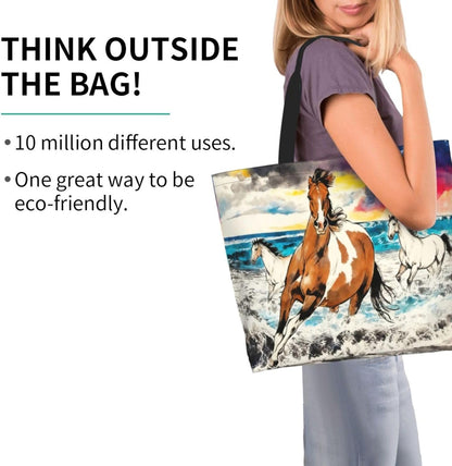 Tote Shoulder Bag Large Durable Reusable Eco-friendly Handbag Lightweight Stylish for Daily Use-19.7x15.7x5.9 Inch - Colors B