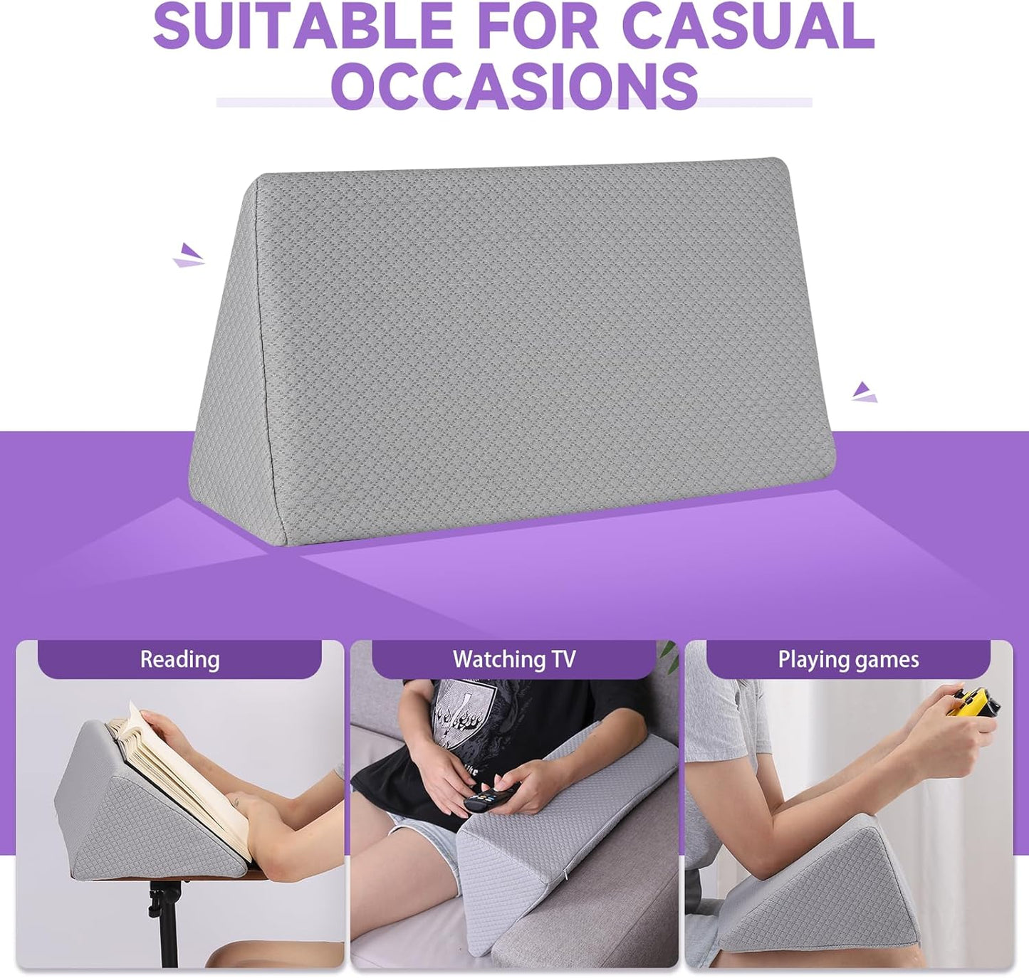 Small Wedge Pillow, Small Wedge Pillow for Sleeping, Foam Wedge for Yoga, Laptop, Memory Foam Positioning, Foam Pillow for Chair, Provide Support and Relieve Fatigue(Blue-17.7")