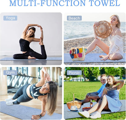 Hot Yoga Towel with Grip Dot, Non Slip Sweat Absorbent Microfiber Yoga Mat Towels for Hot Yoga, Pilates, Fitness and Workout 72inch x 24inch