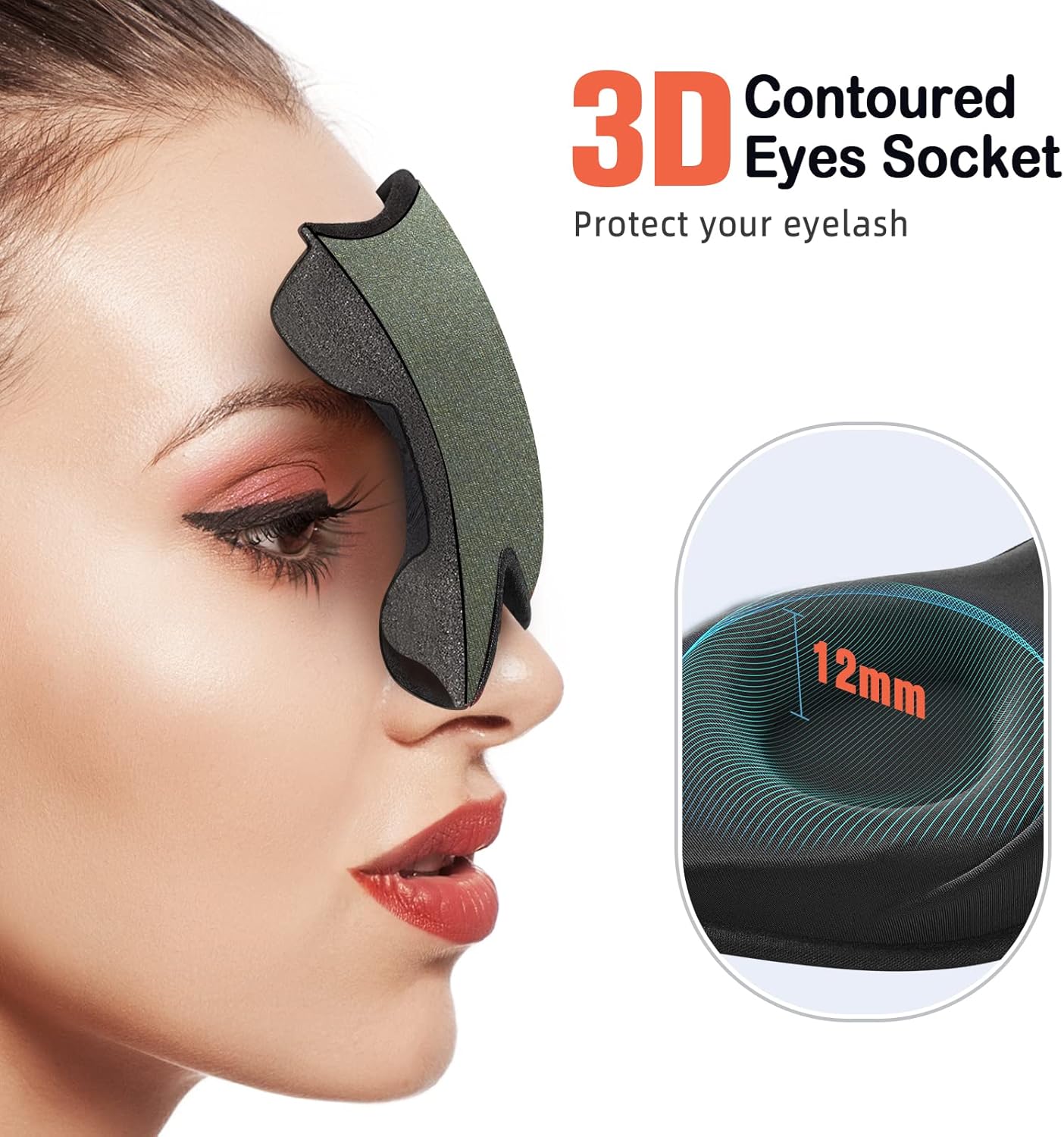 LitBear Sleep Mask for Side Sleeper Women Men, Eye Mask for Sleeping Light Blocking, 3D Contoured Cup Sleeping Mask, Soft Breathable Sleep Eye Mask with Adjustable Elastic Strap for Travel