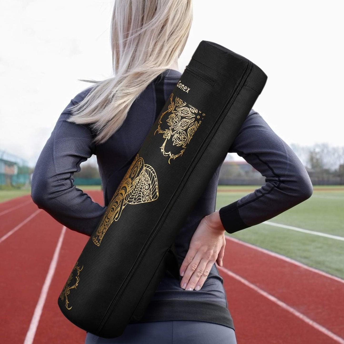 Gonex Yoga Mat Bag, Yoga Mat Carrier Full-Zip Exercise Yoga Mat Carry Bag for Women Men with 2 Multi-Functional Storage Cargo Pockets Extra Wide Adjustable Shoulder Strap