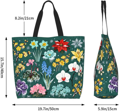 Tote Shoulder Bag Large Durable Reusable Eco-friendly Handbag Lightweight Stylish for Daily Use-19.7x15.7x5.9 Inch - Colors B