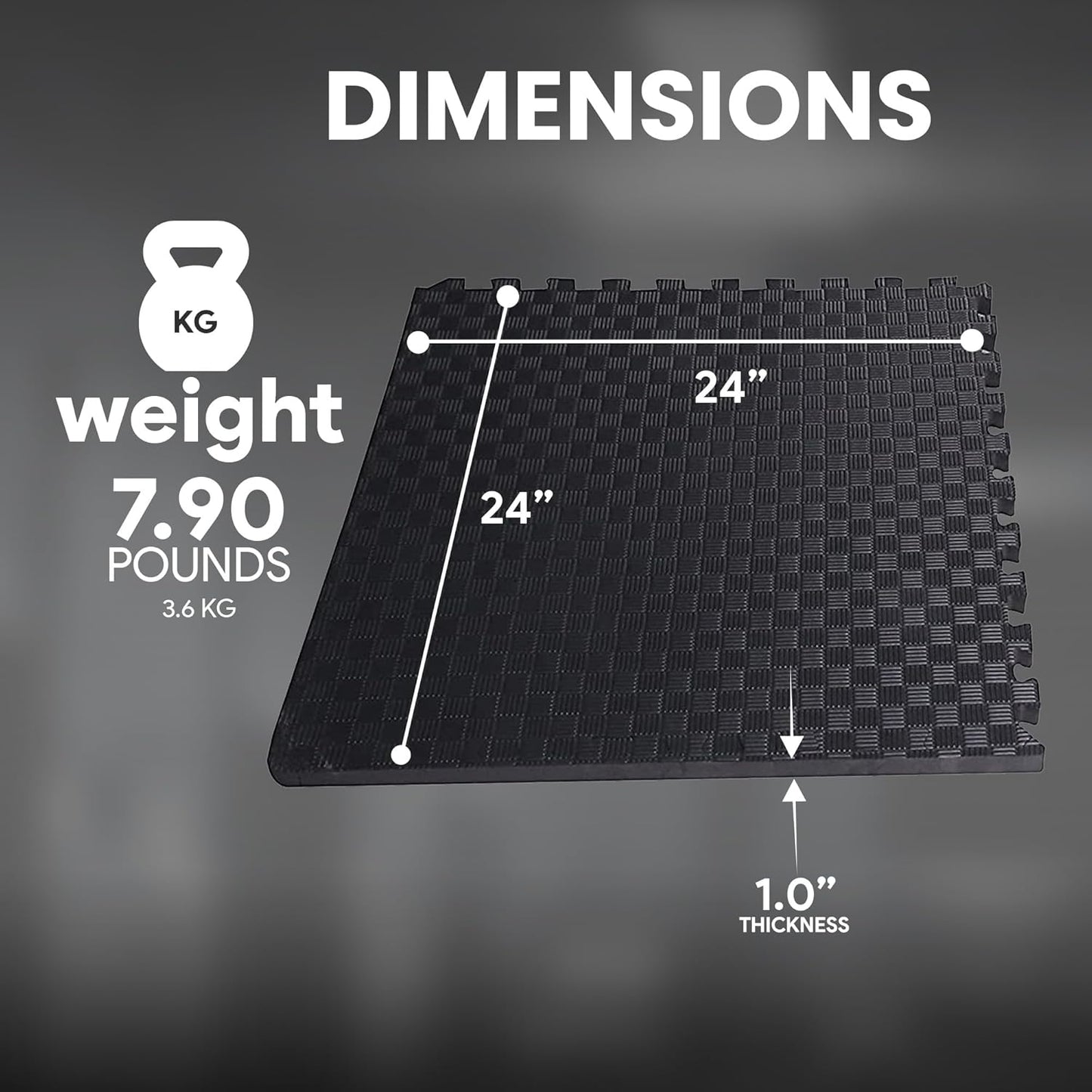 BalanceFrom Puzzle Exercise Mat 1" Thick, EVA Interlocking Foam Floor Tiles for Home Gym, Mat for Home Workout Equipment, Floor Padding for Kids, Black, 24 in x 24 in x 1 in, 24 Sq Ft - 6 Tiles