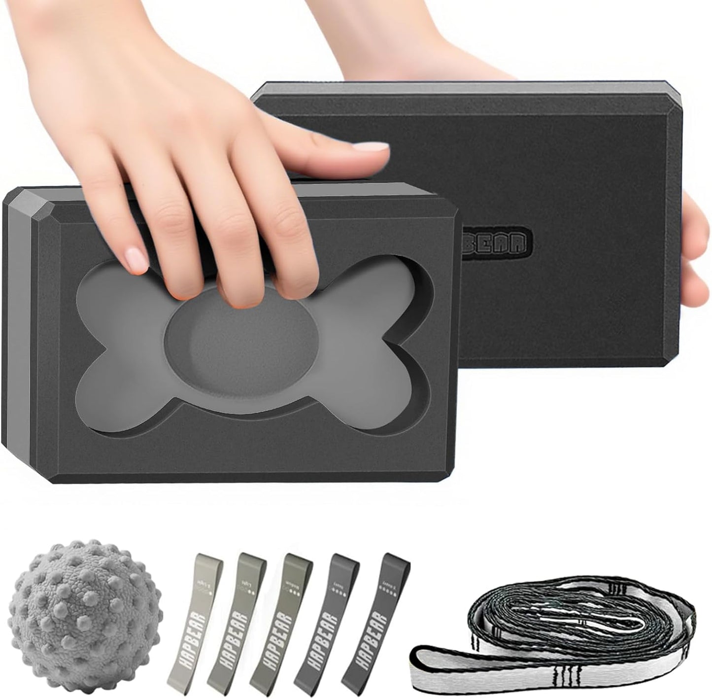 HAPBEAR Yoga Blocks 2 Pack - 9x6x3in High-Density EVA Foam with Non-Slip Textured Surface, Supportive for Deep Stretching & Lightweight - Ideal for Yoga, Pilates, Stretching Exercises