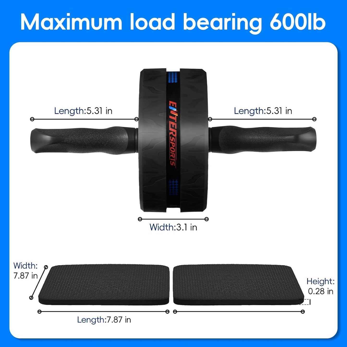 EnterSports Ab Roller Wheel for Abs Workout - Abdominal Exercise Equipment with 2 Knee Pads for Home Gym, Core Strength Training, Fitness Equipment for Men & Women