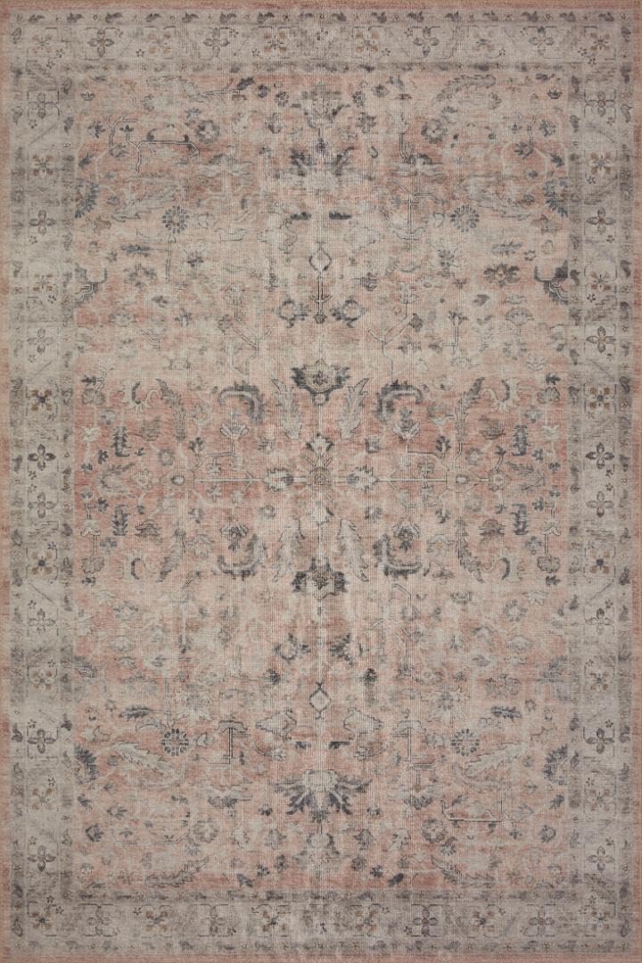 Loloi Hathaway Collection HTH-06 Blush/Multi 2'-6" x 7'-6", .25" Thick, Runner Rug, Soft, Durable, Printed, Modern, Low Pile, Non-Shedding, Easy Clean, Living Room Rug