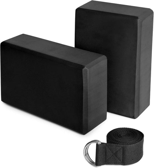 2 Piece Eva Yoga Block 1 Piece Cotton Yoga Strap Stable Block Yoga Strap Set for Yoga Pilates Meditation